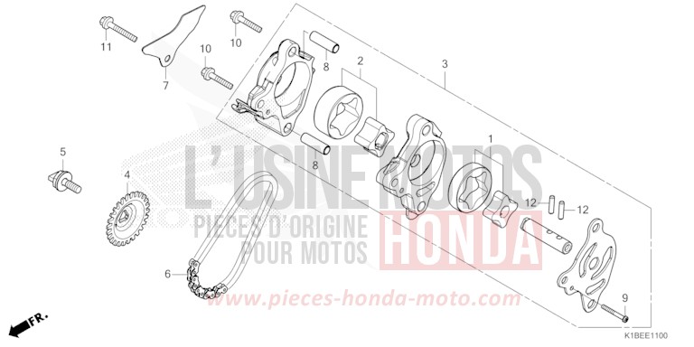 OIL PUMP for Forza 350 MAT ROBUST GRAY METALLIC (NHC74) from 2023